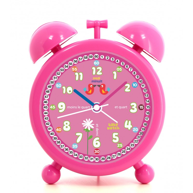 Réveil Enfant Fille Rose - Sans Tic-Tac - Diamètre 8cm - Poids 80g